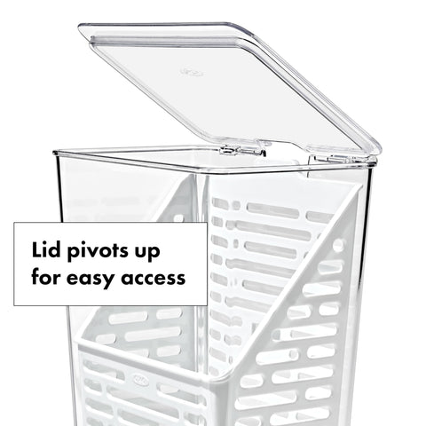 OXO Good Grips Herb Keeper hinged lid opens smoothly during prep.