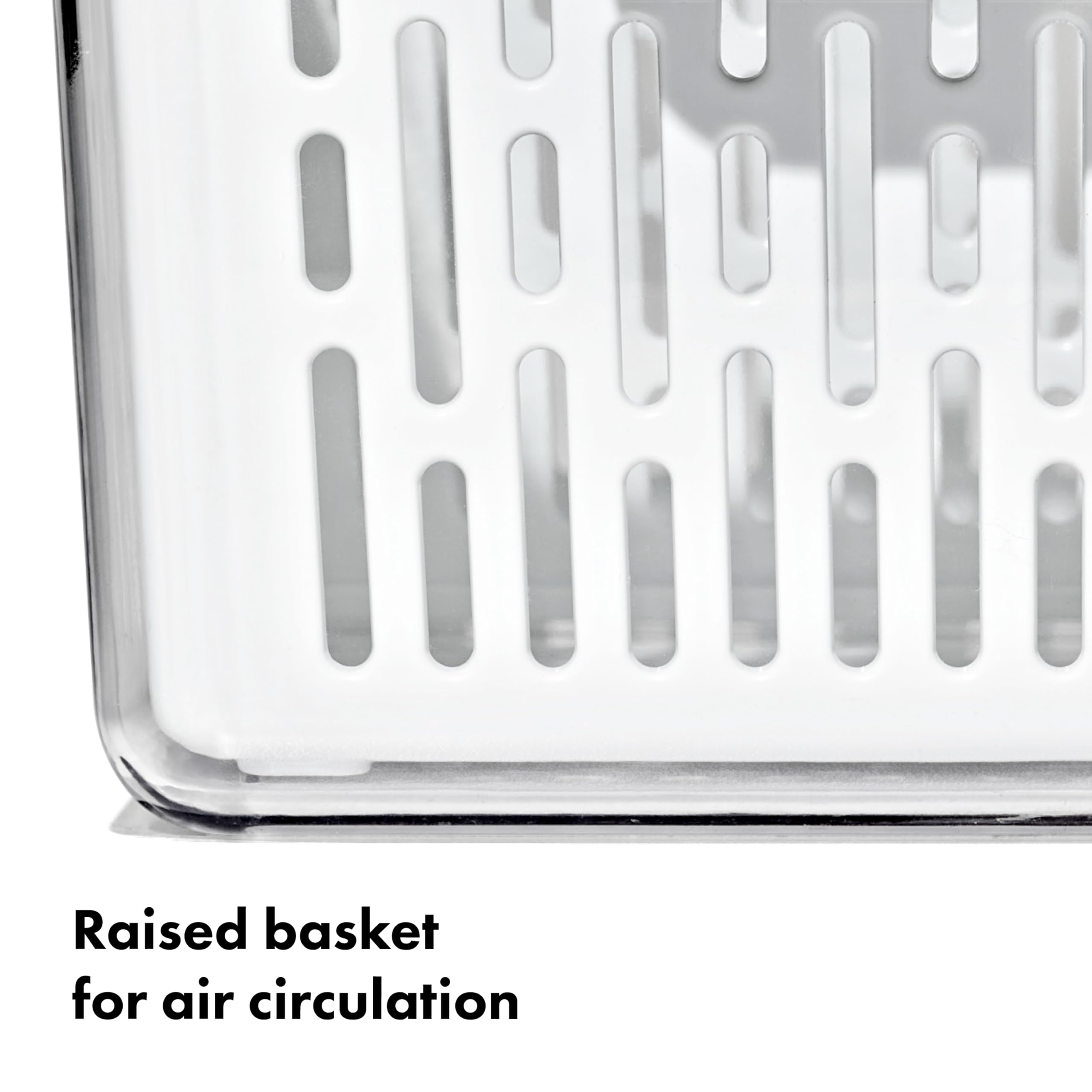 OXO Good Grips Produce Saver Long Bin fits long vegetables like carrots and cucumbers.