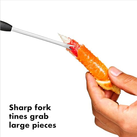 Curved spoon head of OXO Good Grips Seafood Picks for shell-to-meat transfer