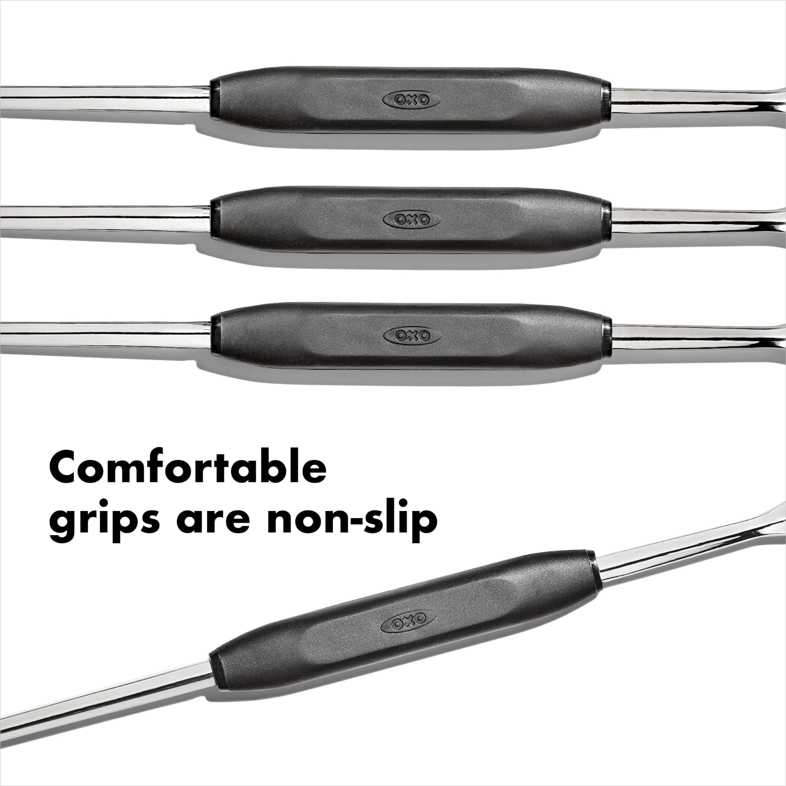 Soft non-slip grip on OXO Good Grips Seafood Picks stays comfortable in wet hands