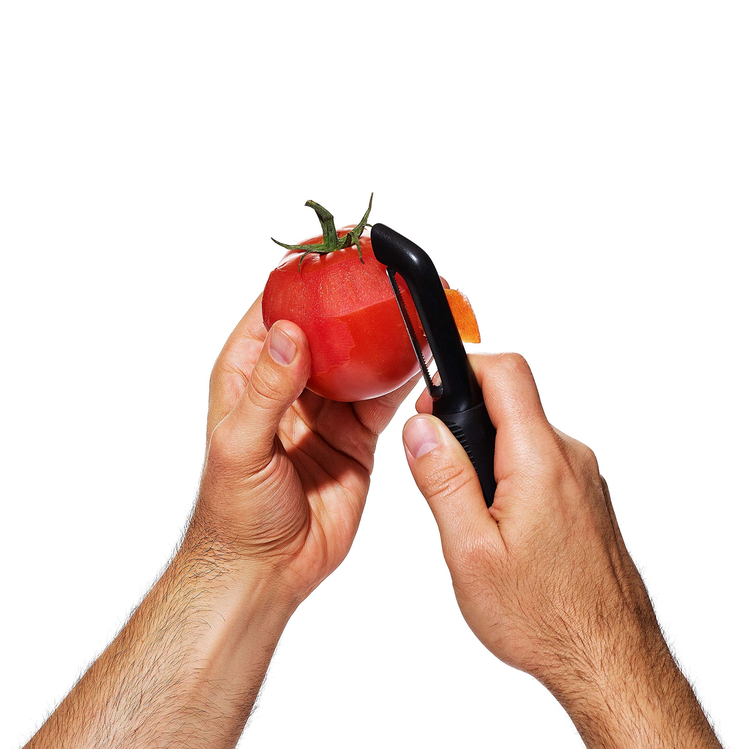 OXO Good Grips Serrated Peeler soft, comfortable grip reduces hand fatigue.