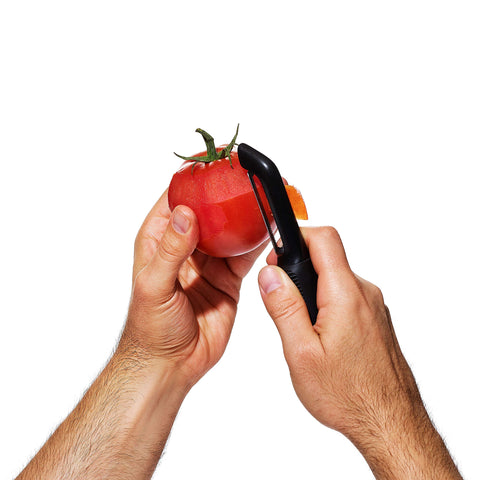 OXO Good Grips Serrated Peeler soft, comfortable grip reduces hand fatigue.