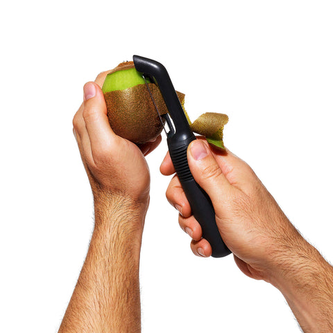 OXO Good Grips Serrated Peeler compact design for easy drawer storage.