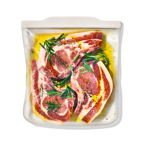 OXO Good Grips silicone bag gallon oat seal keeps food fresh and leak-free.