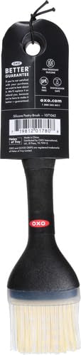 OXO Good Grips silicone basting brush small angled-head keeps bristles off countertop.