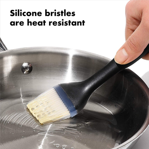 OXO Good Grips silicone basting brush small dishwasher-safe for easy cleanup.