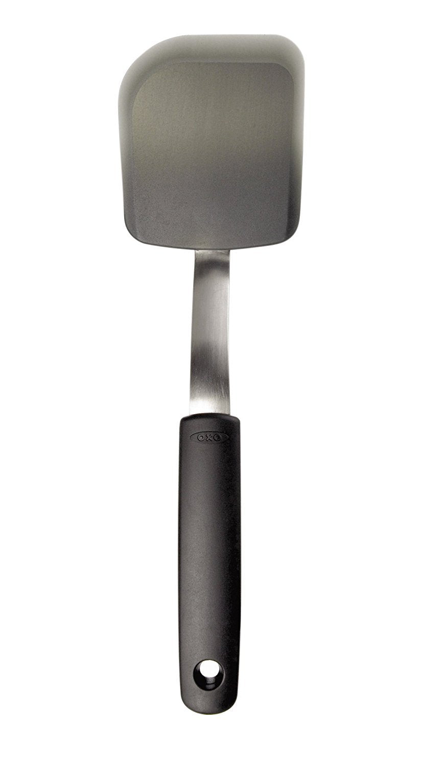 OXO Good Grips silicone cookie spatula is dishwasher safe for easy cleanup.