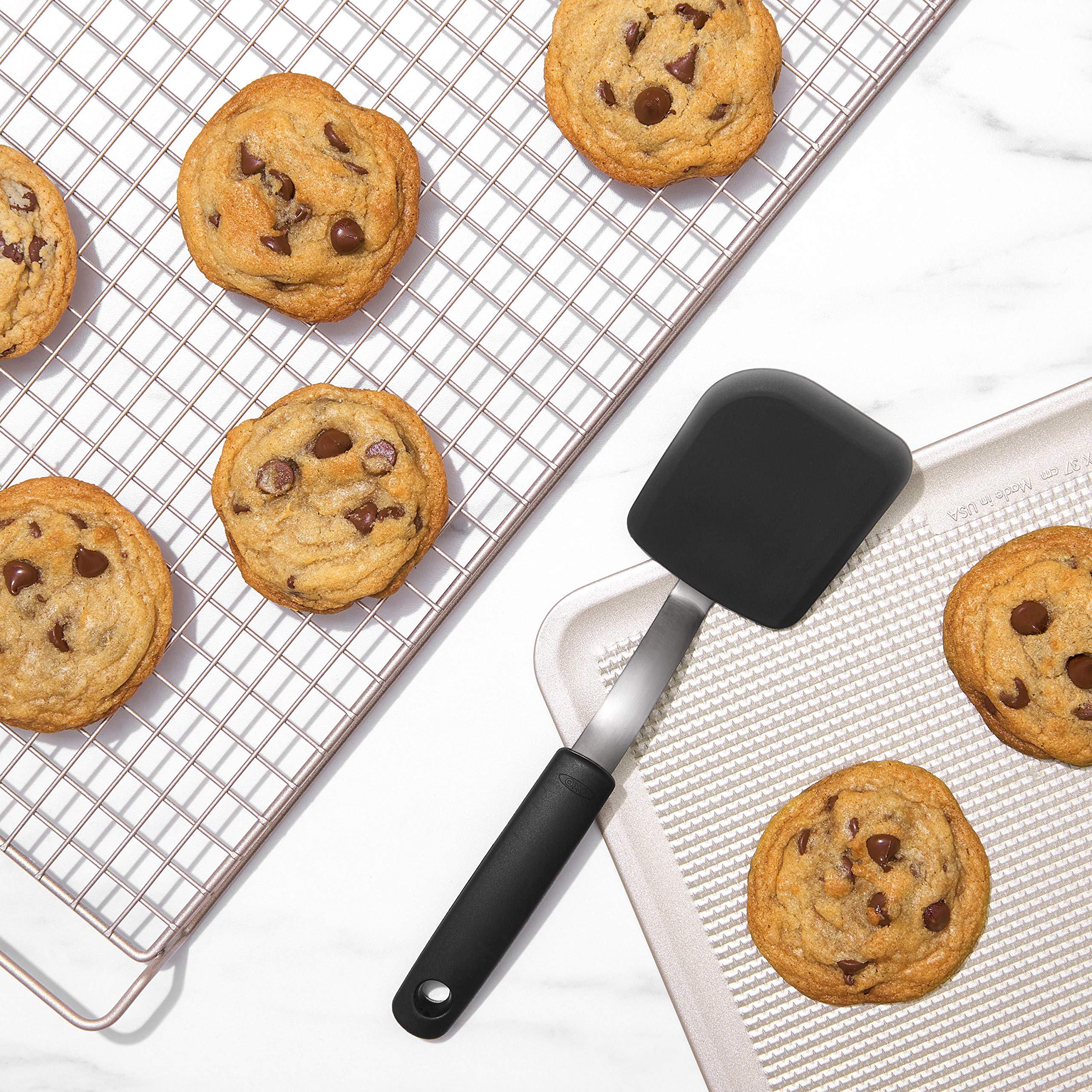 OXO Good Grips Silicone Cookie Spatula – ideal size for lifting cookies from crowded sheets.