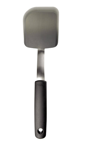 OXO Good Grips silicone cookie spatula is dishwasher safe for easy cleanup.