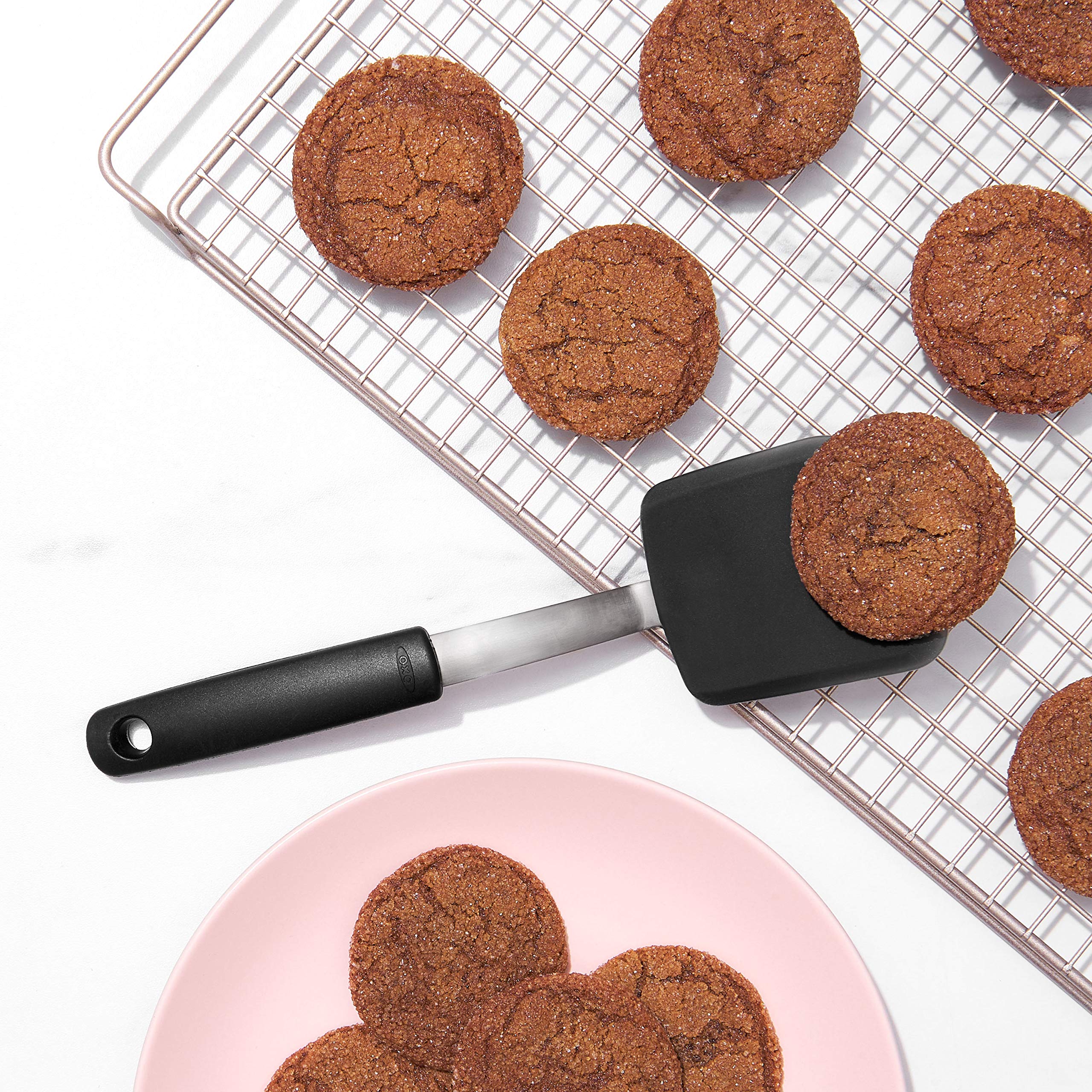 OXO Good Grips Silicone Cookie Spatula – dishwasher-safe for quick cleanup.