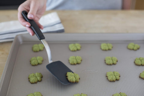 OXO Good Grips Silicone Cookie Spatula – flexible edge slides easily under delicate treats.
