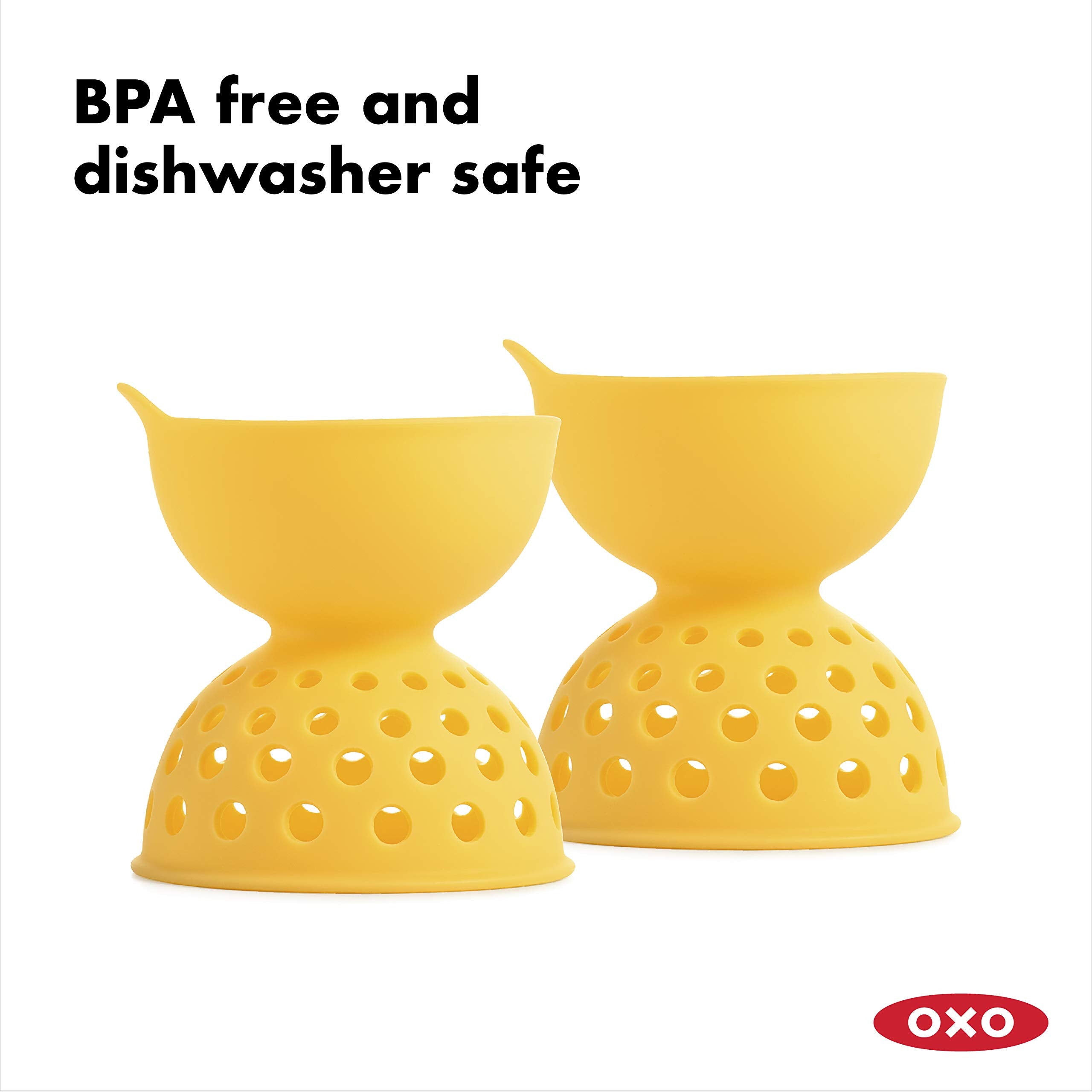 OXO Good Grips yellow poacher bottom view showing compact collapsible design