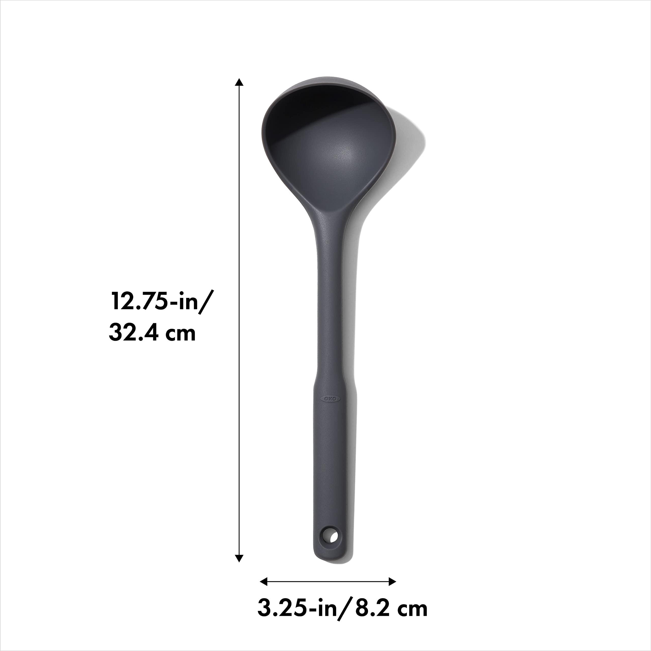 OXO Good Grips Silicone Everyday Ladle highlights curved flexibility for scraping every bit of sauce.