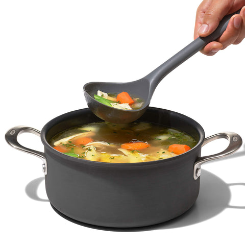 OXO Good Grips Silicone Ladle fits everyday kitchen tasks with trusted reliability.