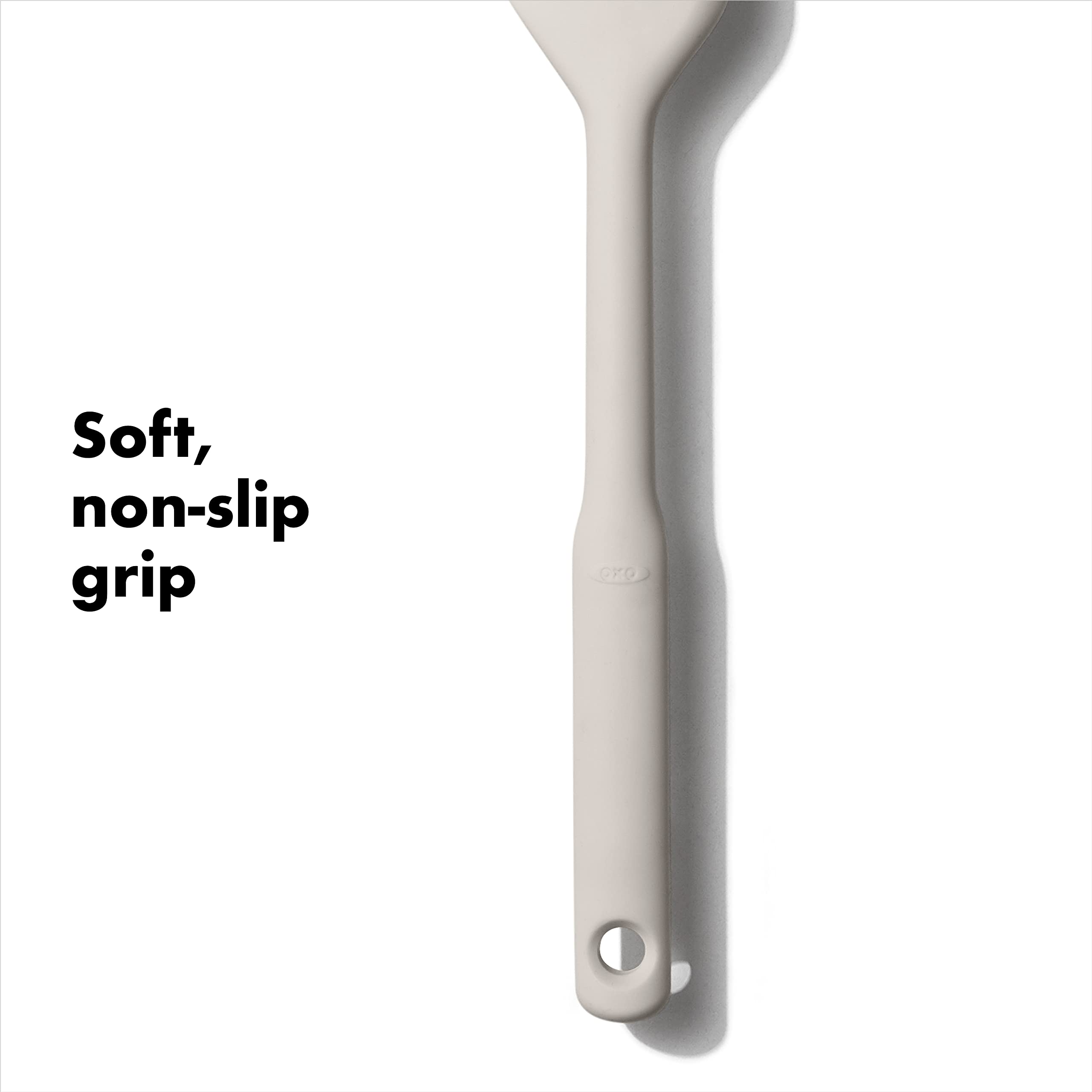 OXO Good Grips silicone spatula dishwasher safe for easy cleanup.