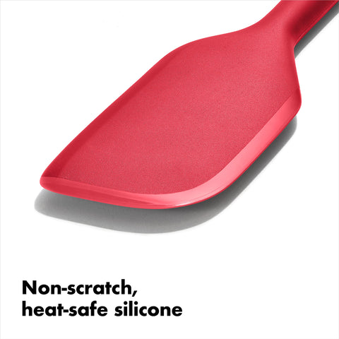 OXO Good Grips silicone spatula jam offers soft, non-slip grip during quick stirring