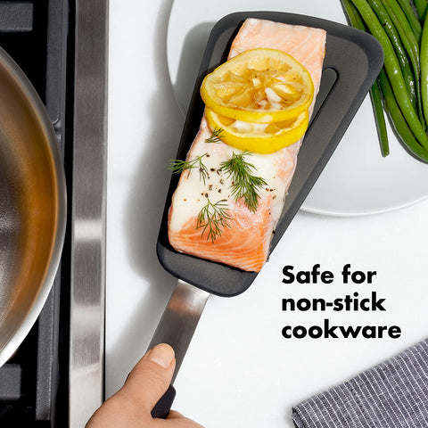 OXO Good Grips non-stick cookware safe turner preserves pan surfaces.