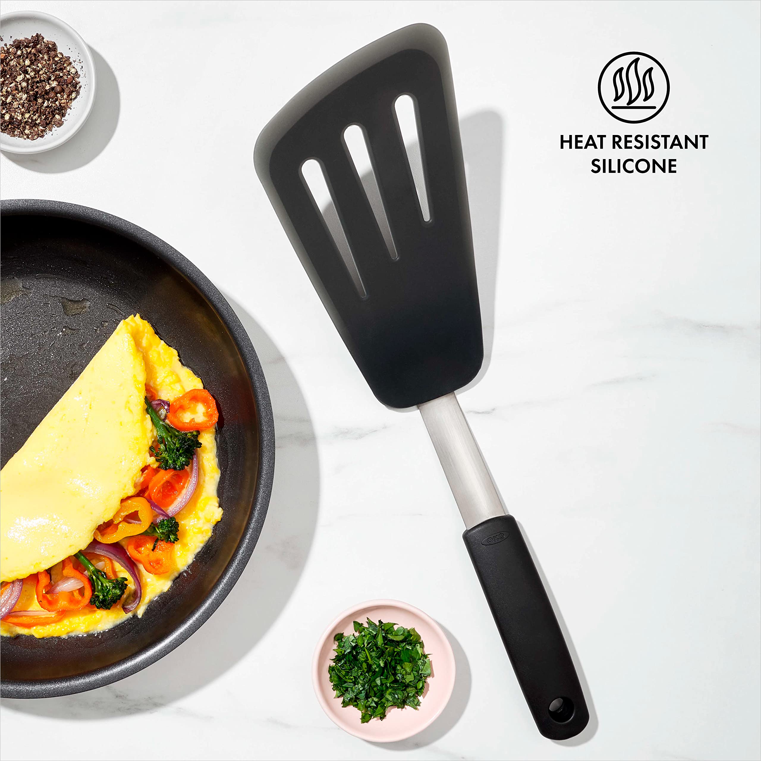 OXO Good Grips flexible stainless steel core adds durability and strength.