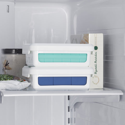 OXO Good Grips lid on stackable tray for compact freezer organization