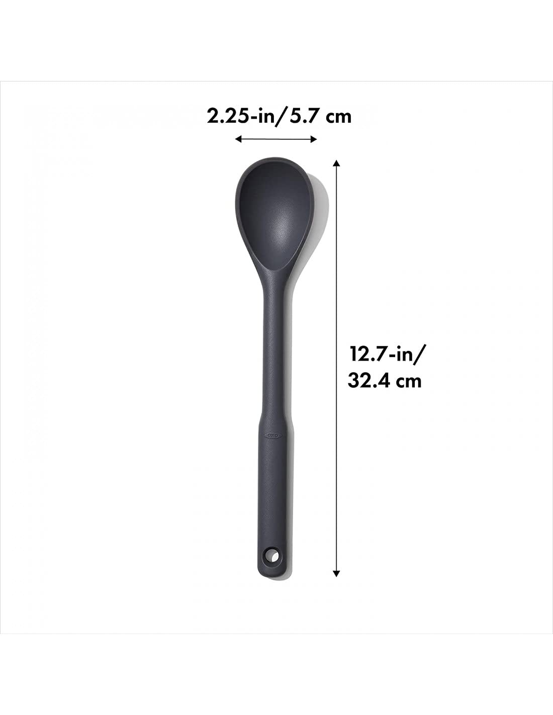 OXO Good Grips Silicone Spoon shows heat-resistant silicone protecting non-stick cookware.