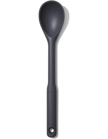 OXO Good Grips Silicone Spoon's flexible edge scrapes pot corners cleanly.