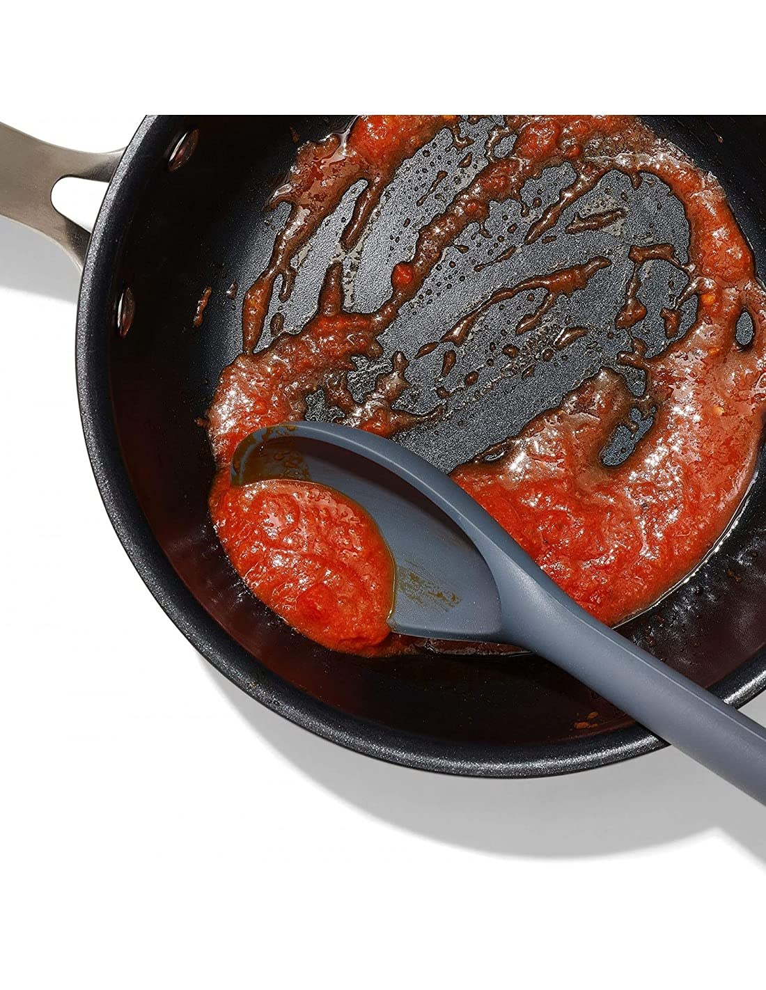 OXO Good Grips Silicone Spoon with a soft, non-slip handle for comfortable long use.