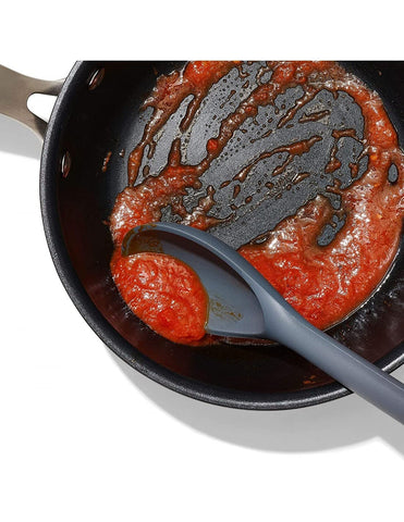 OXO Good Grips Silicone Spoon with a soft, non-slip handle for comfortable long use.