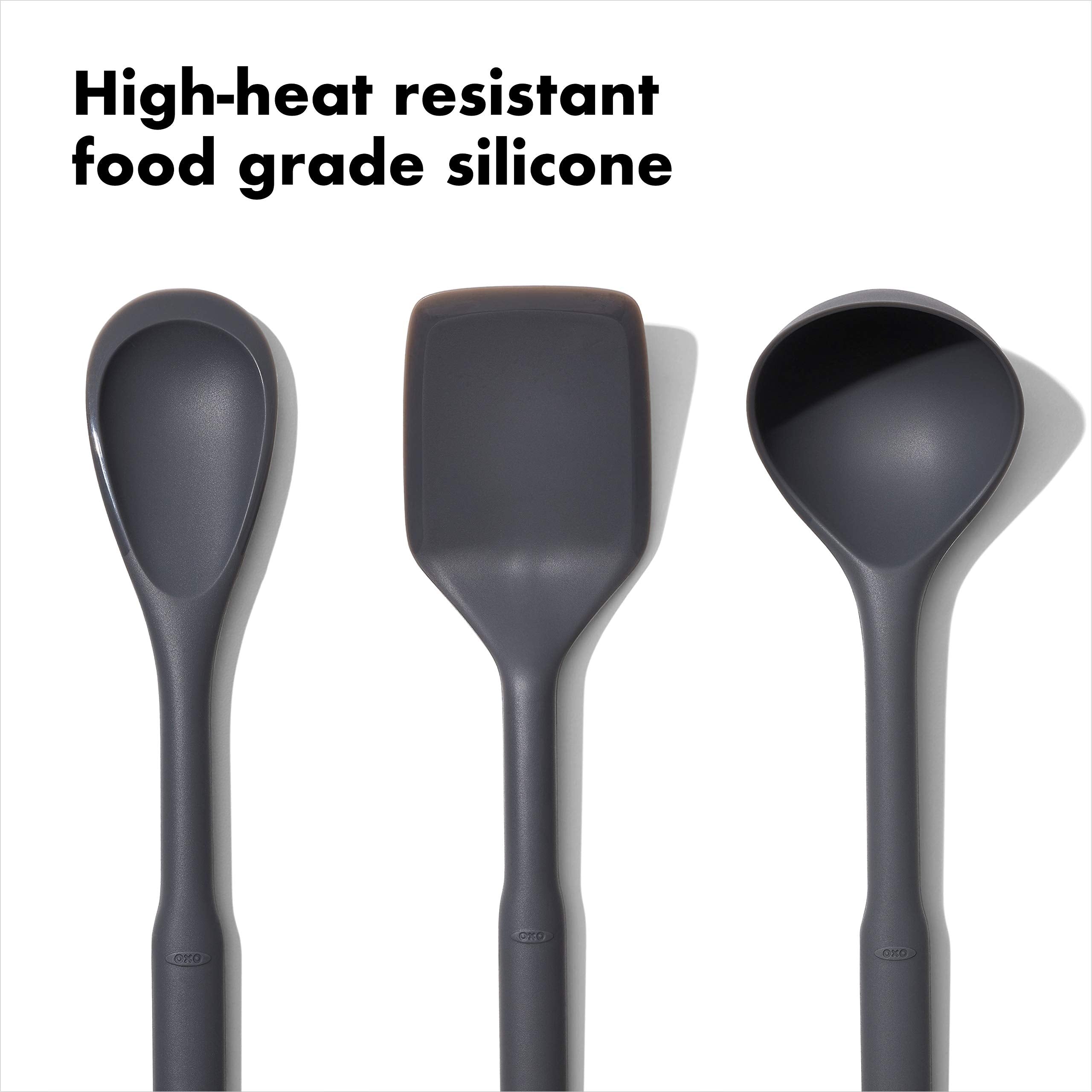 OXO Good Grips 3-Piece silicone utensil set displayed for everyday cooking