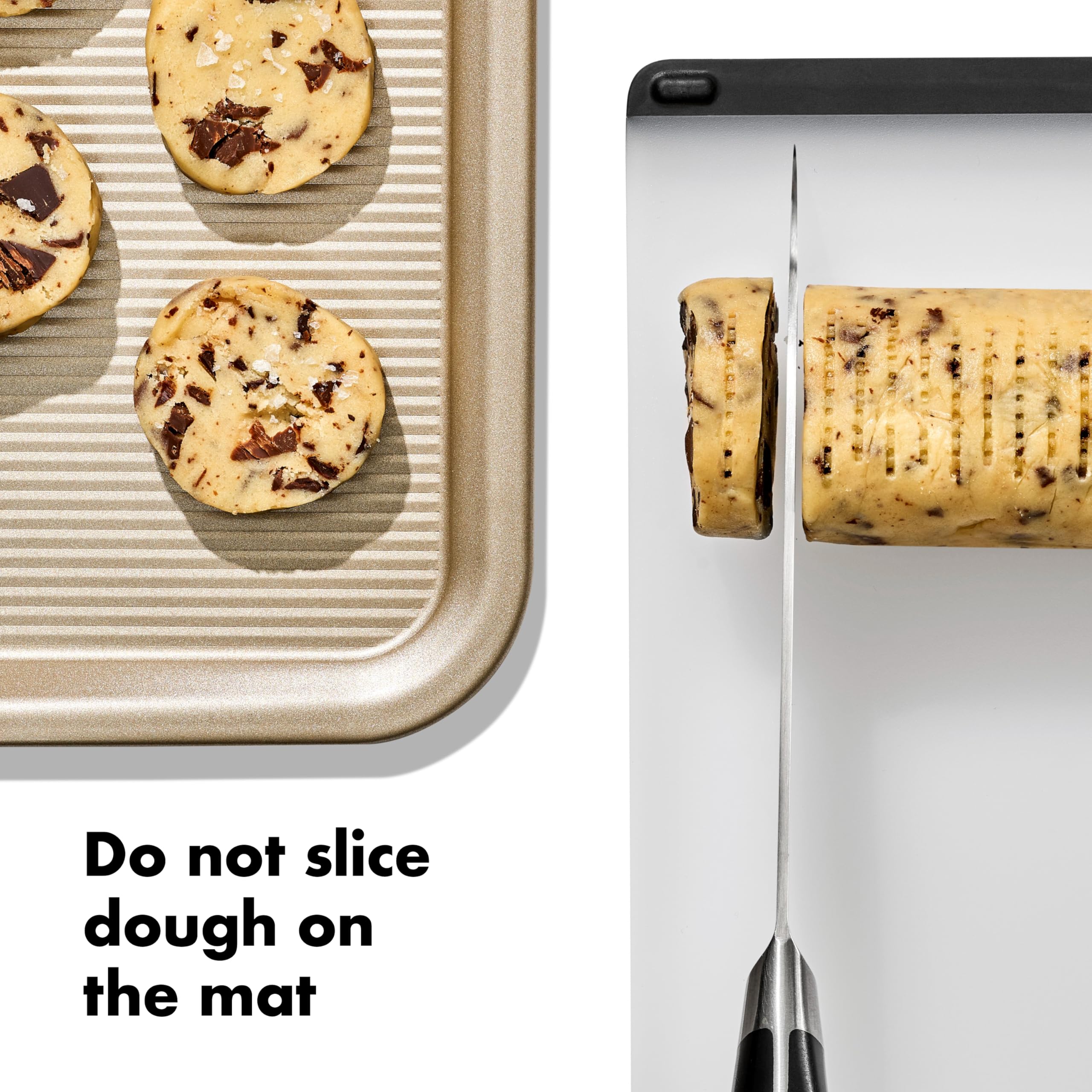 OXO Good Grips Slice & Bake Cookie Helper dishwasher-safe for easy cleanup.