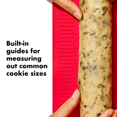 OXO Good Grips Slice & Bake Cookie Helper end caps protect dough while chilling.