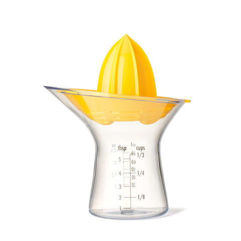OXO Good Grips small citrus juicer disassembles for easy cleaning.