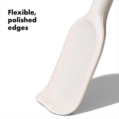 OXO Good Grips Small Spatula close-up showing flexible edge for scraping