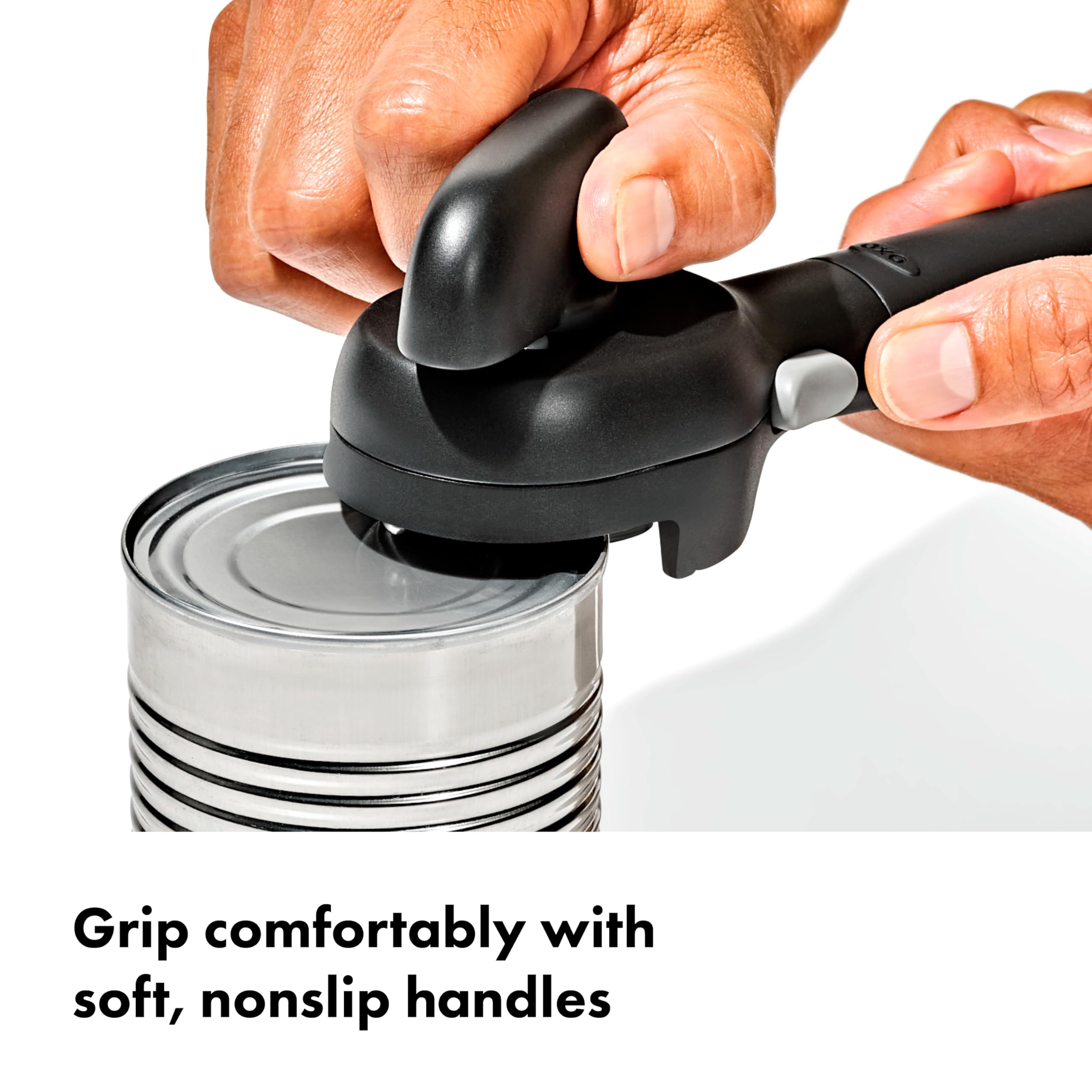 OXO Good Grips Smooth Edge Can Opener features soft-grip knob for comfortable use.