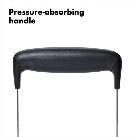OXO Good Grips Smooth Potato Masher handle detail highlighting soft, comfortable grip