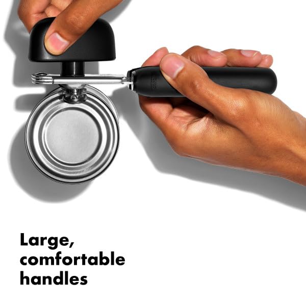 OXO Good Grips can opener oversized knob for easy turning.
