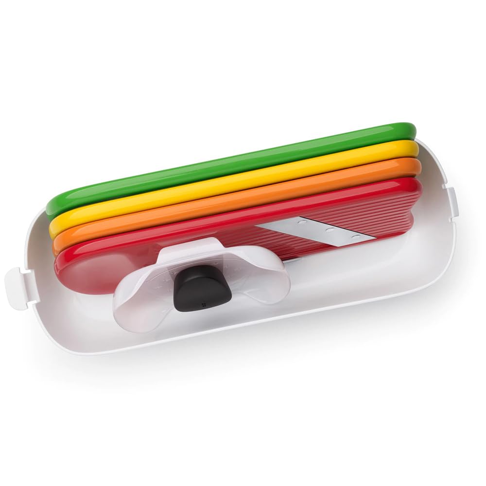 OXO Good Grips food holder protects hands during slicing.