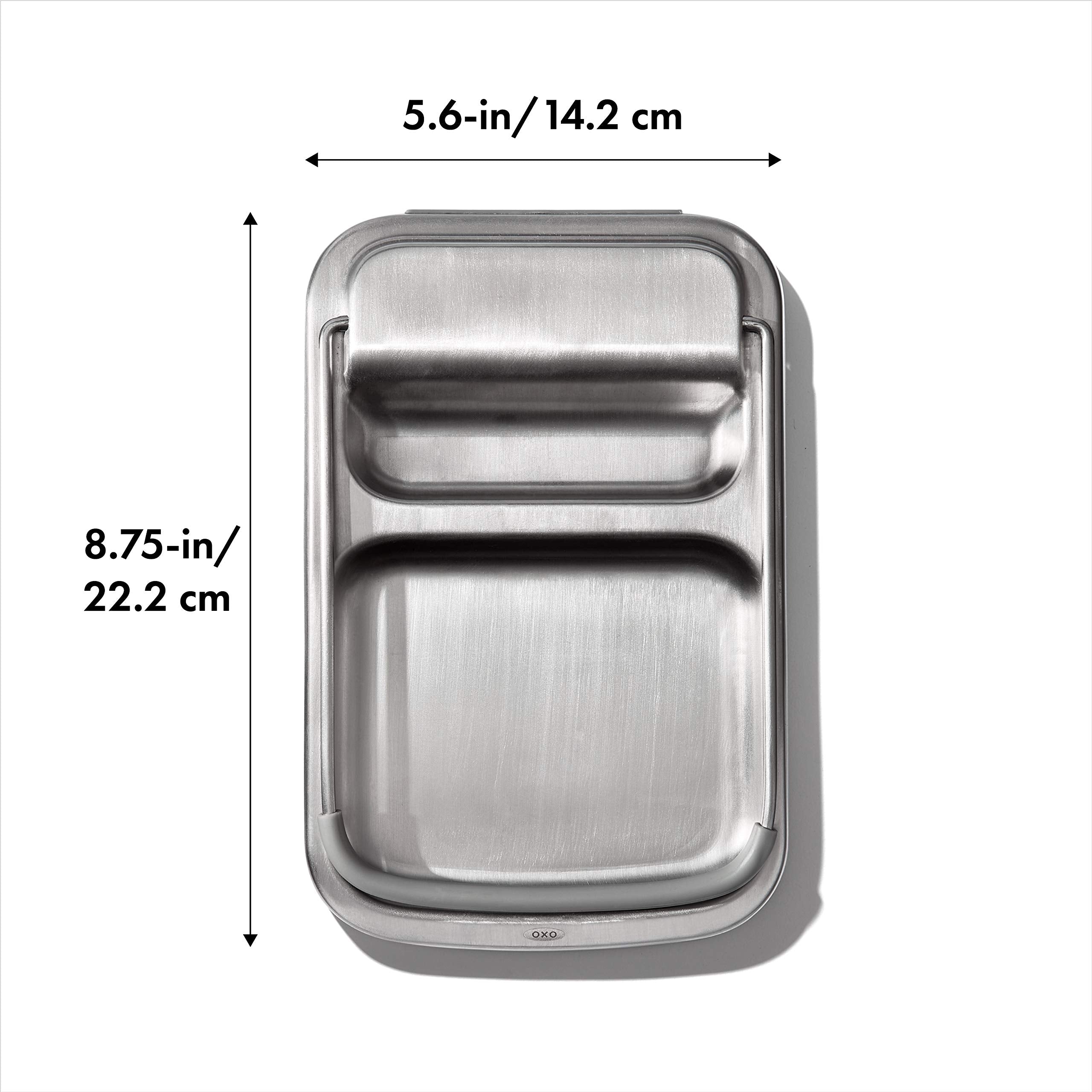 OXO spoon rest with lid holder supports multiple utensils during busy cooking.