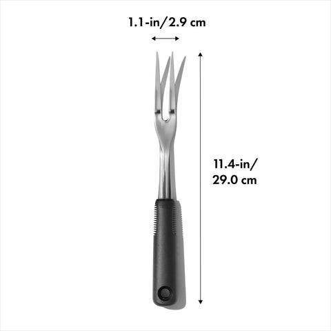 OXO Good Grips carving fork handle stays non-slip when wet for easy transfers.