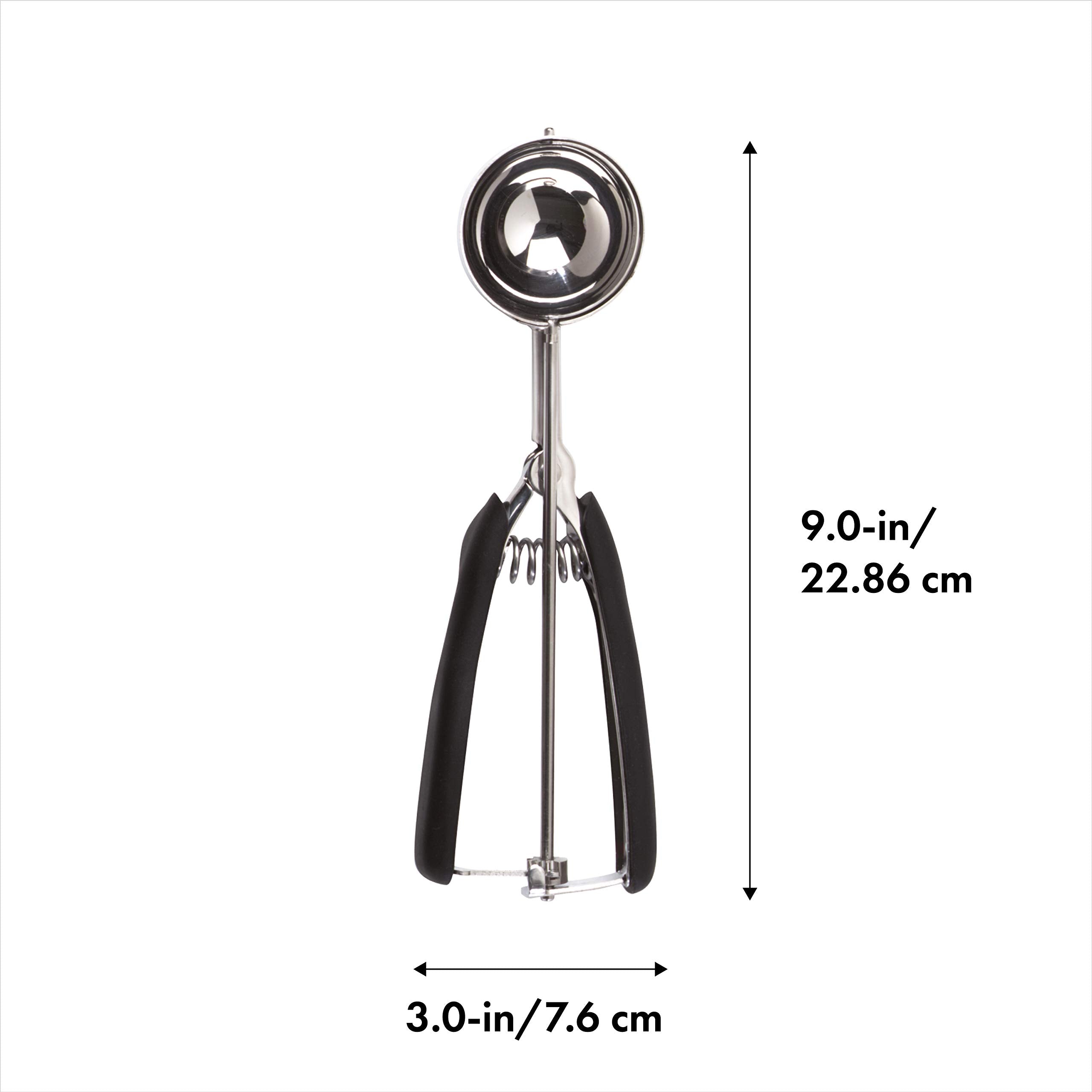 OXO Good Grips stainless steel scraper-chopper with soft grip for mess-free scraping.