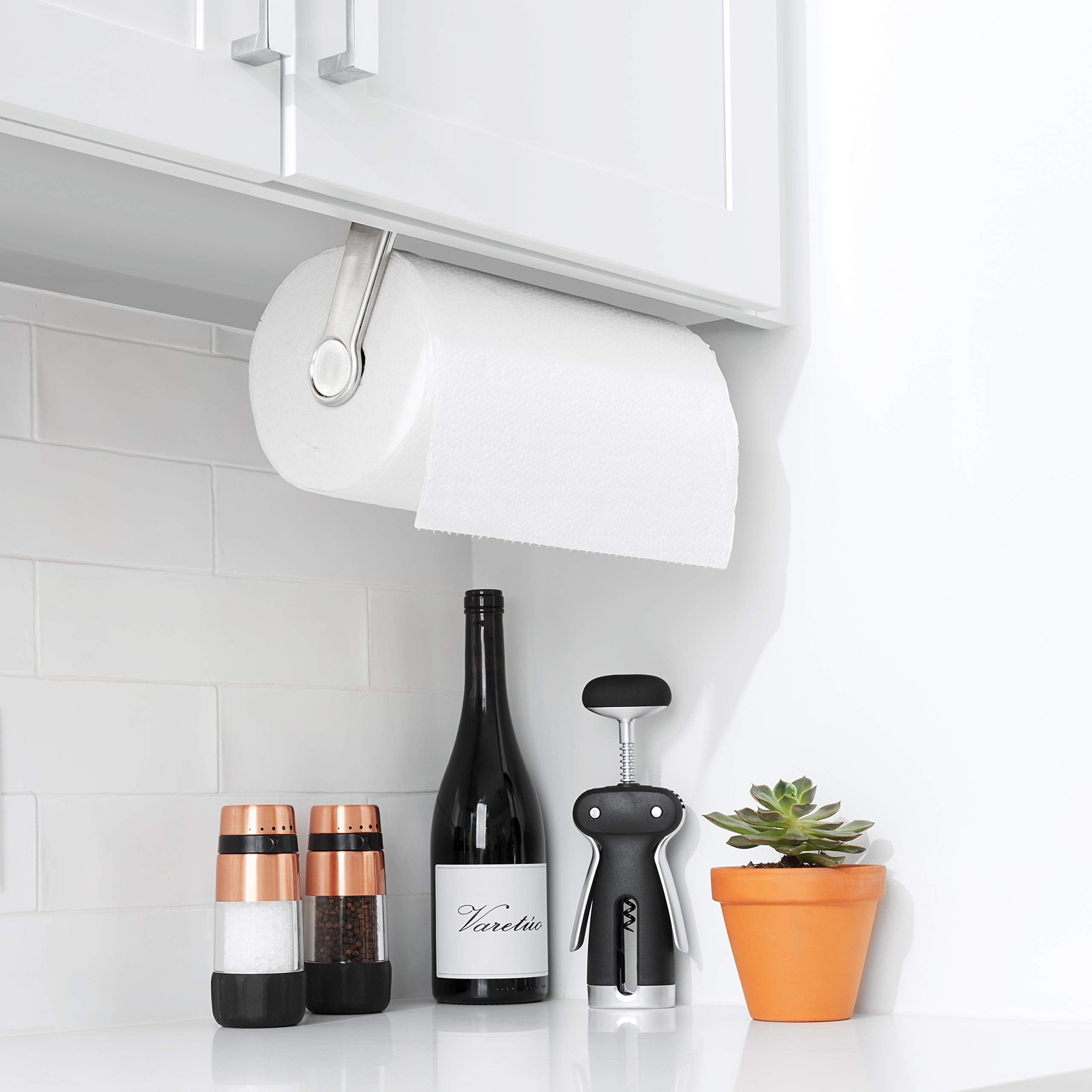 OXO Good Grips Steady Mounted Paper Towel Holder, die-cast knob detail, durable and refined.