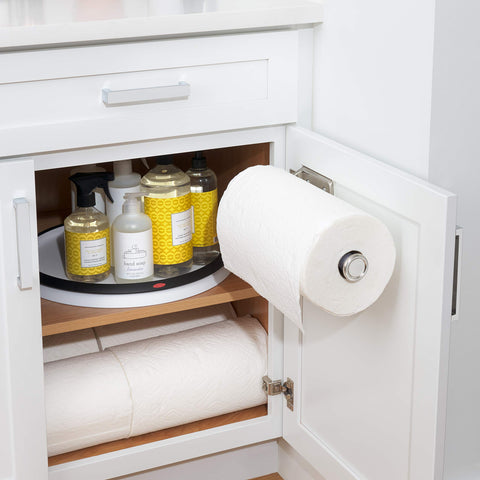 OXO Good Grips Steady Mounted Paper Towel Holder, side mount, convenient one-handed towel replacement.