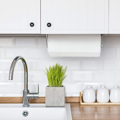 OXO Good Grips Steady Mounted Paper Towel Holder, under-cabinet installation, towels within reach while cooking.