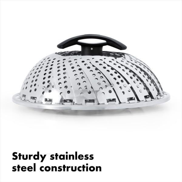 OXO Good Grips steamer basket in pot enables efficient steaming