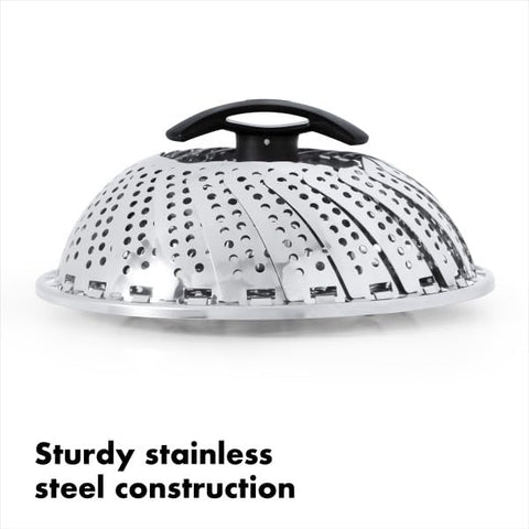 OXO Good Grips steamer basket in pot enables efficient steaming