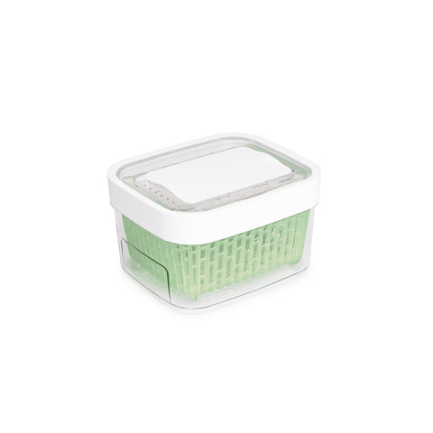 OXO Good Grips storage container in white, ideal for keeping berries fresh.