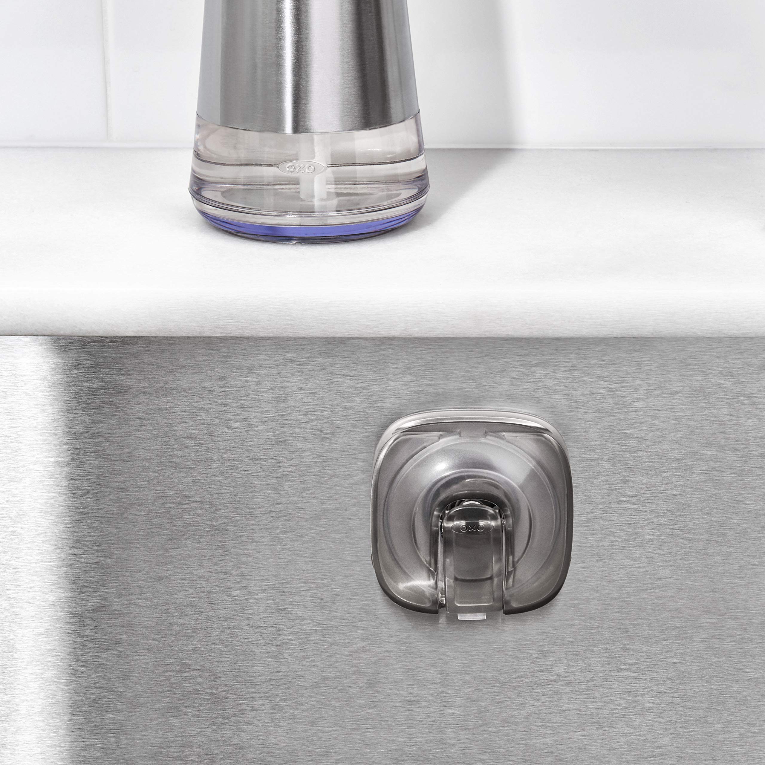 OXO Good Grips StrongHold phthalate-free suction cups ensure secure attachment.