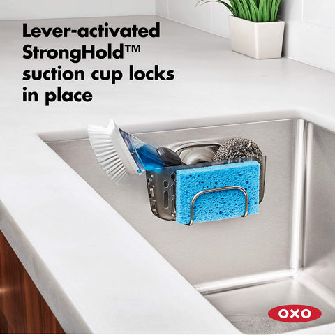 OXO Good Grips StrongHold stainless steel hook offers easy brush access.