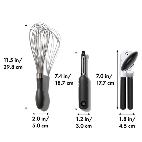 OXO Good Grips Swivel Peeler close-up showing Japanese stainless blade for precise peeling.