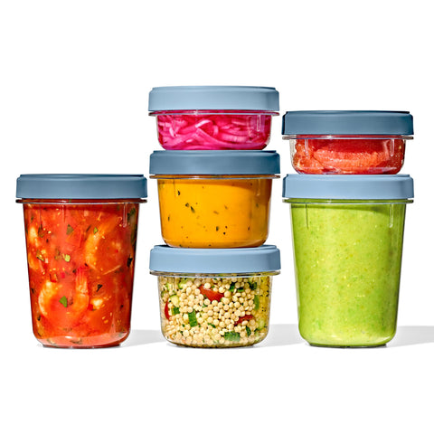 OXO Good Grips Twist & Stack 12-Piece Set: compact containers for organized fridge storage.