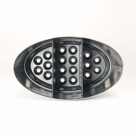 Fits in narrow spaces or flush against a wall with the holder.